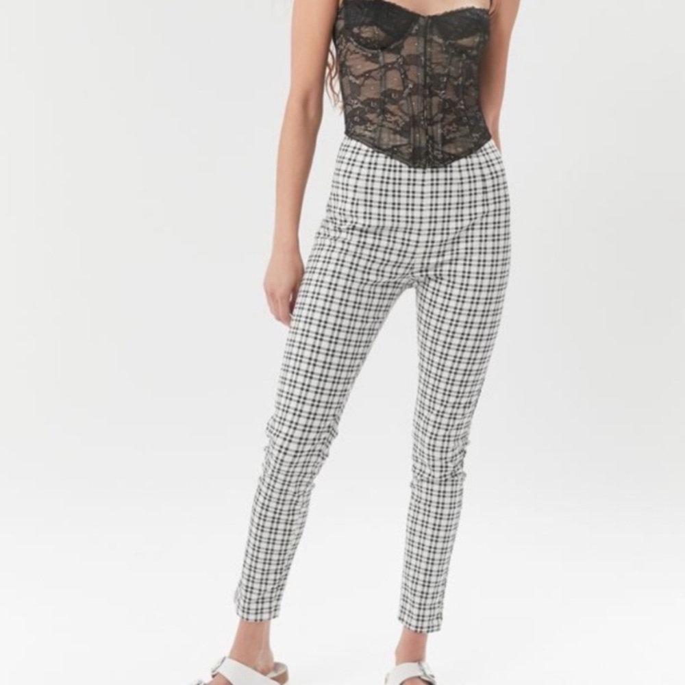 Urban Outfitters Dove Plaid Pinup Skinny Ankle Pant